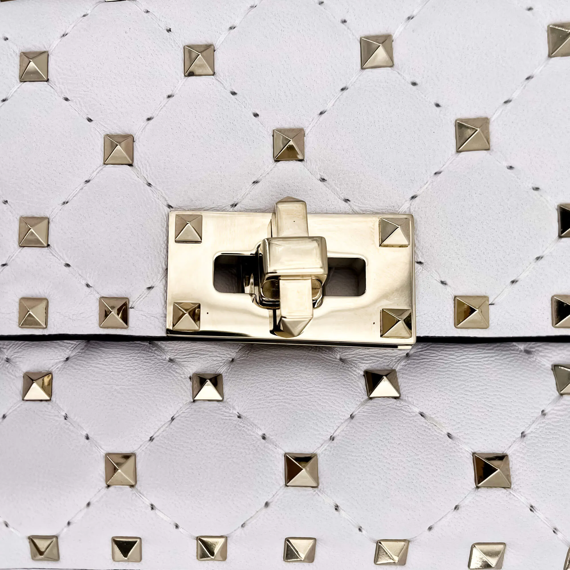Small Rockstud Spike Nappa Leather 2way White