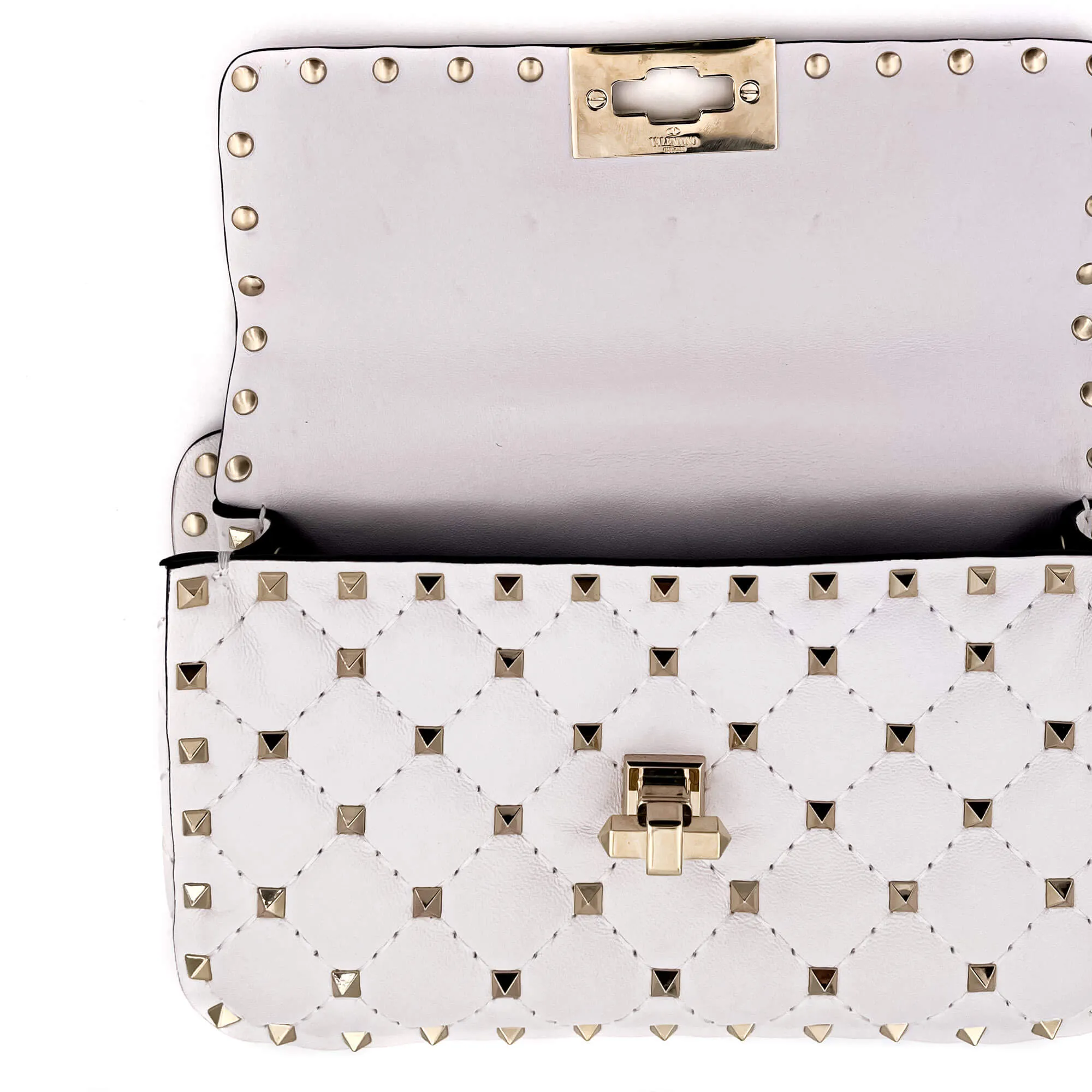 Small Rockstud Spike Nappa Leather 2way White