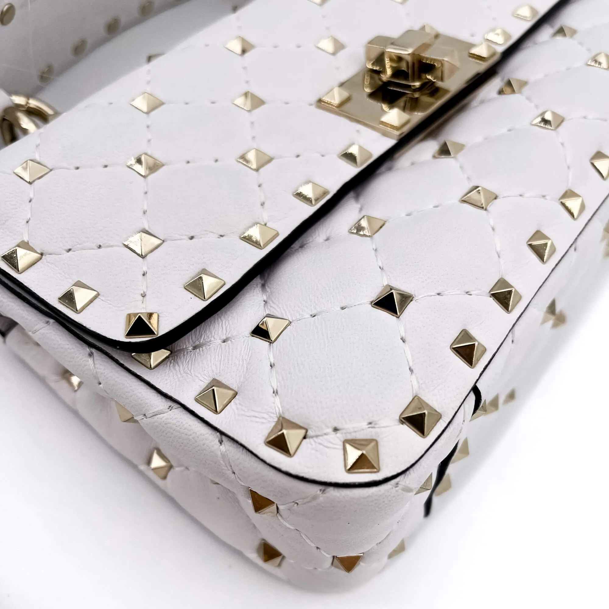 Small Rockstud Spike Nappa Leather 2way White
