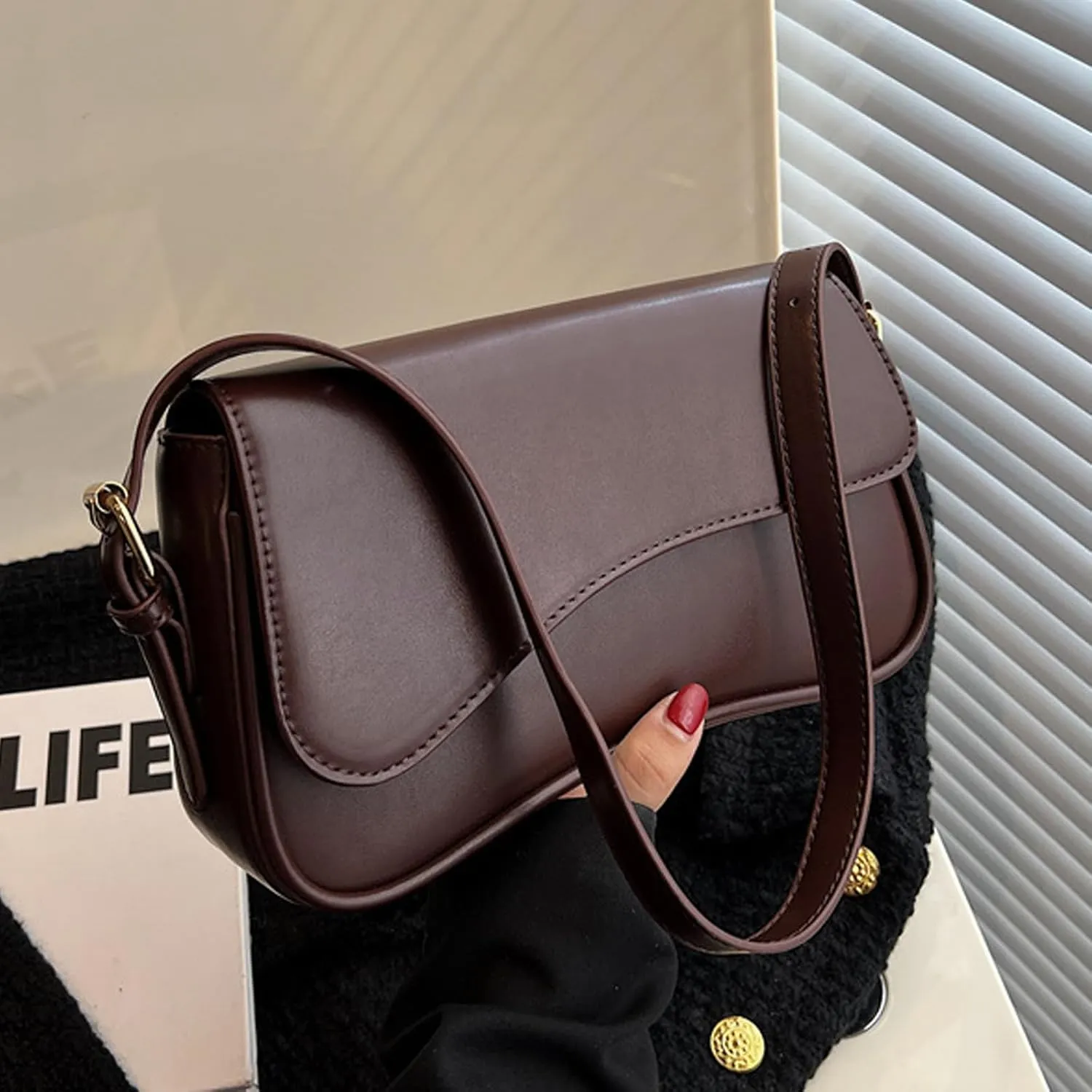 Small Shoulder Bags,Trendy Crossbody Purses for Women Waterproof Leather Handbags Clutch Tote Designer Bags black purse