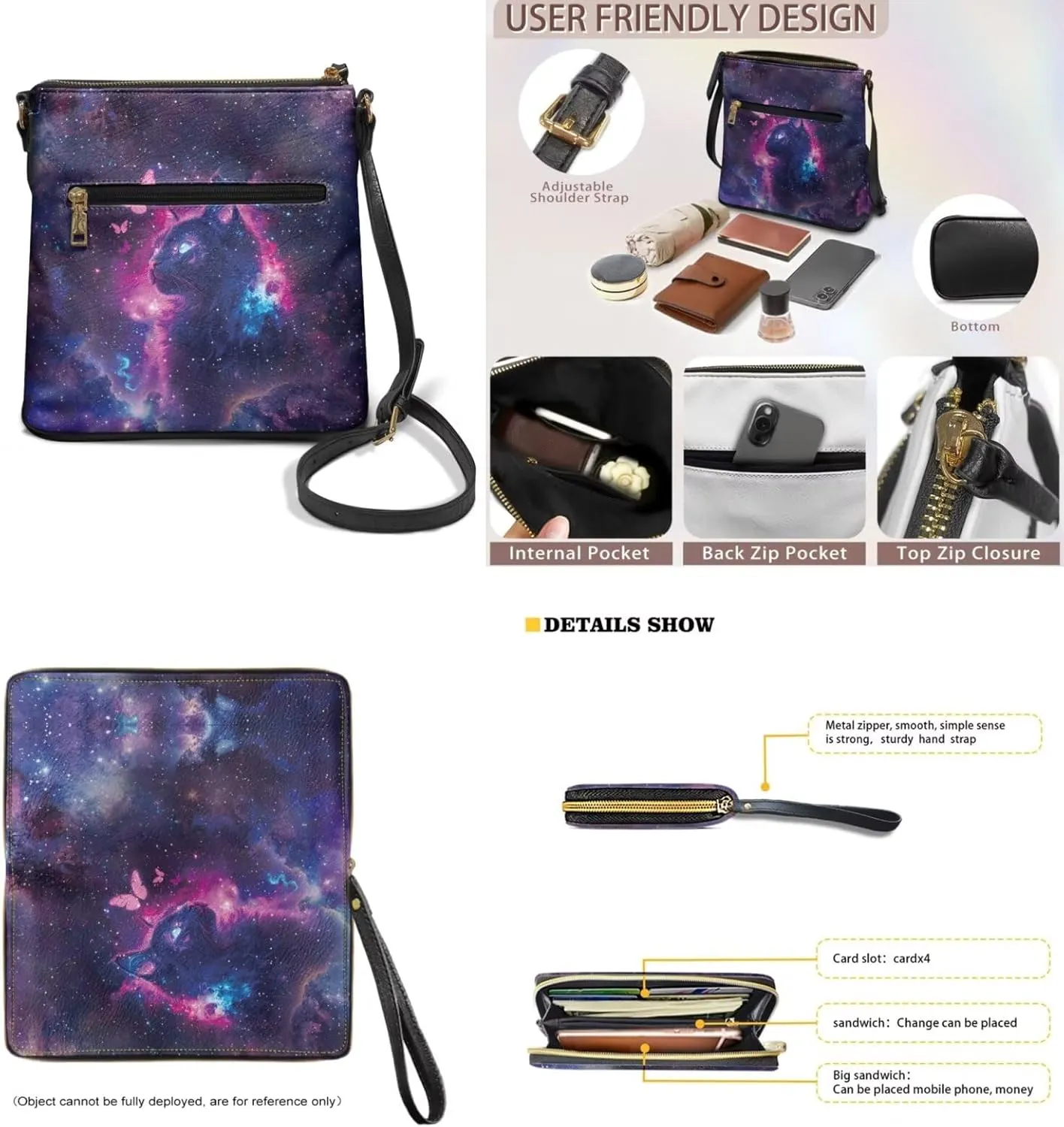 Small Wallet 2Pcs, Leather Shoulder Bags & Wallet with Hand Strap Set of 2 Lightweight for Travel & Shopping