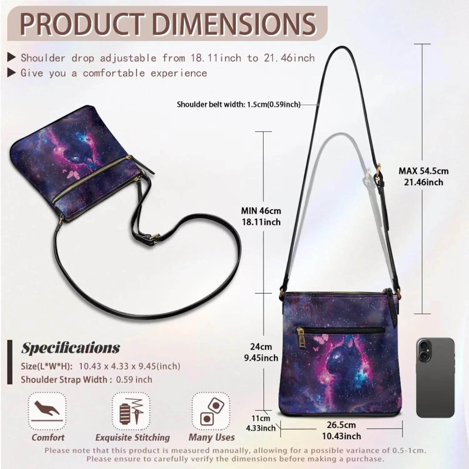 Small Wallet 2Pcs, Leather Shoulder Bags & Wallet with Hand Strap Set of 2 Lightweight for Travel & Shopping