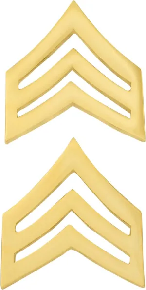 Smith & Warren 1"H Sergeant Chevrons Collar Brass Rank Insignia Gold Finish Police Military Uniform pin