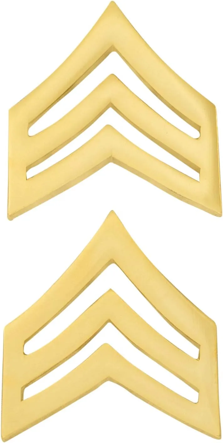 Smith & Warren 1"H Sergeant Chevrons Collar Brass Rank Insignia Gold Finish Police Military Uniform pin