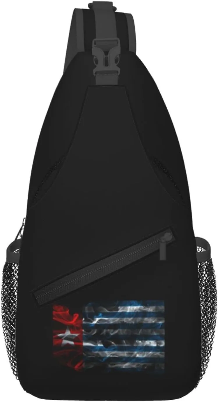 Smoke Style Morning Star Flag Crossbody Bags For Women Men Chest Backpack Gym Shoulder Bag Travel Outdoor Sports Casual Crossbody Bags