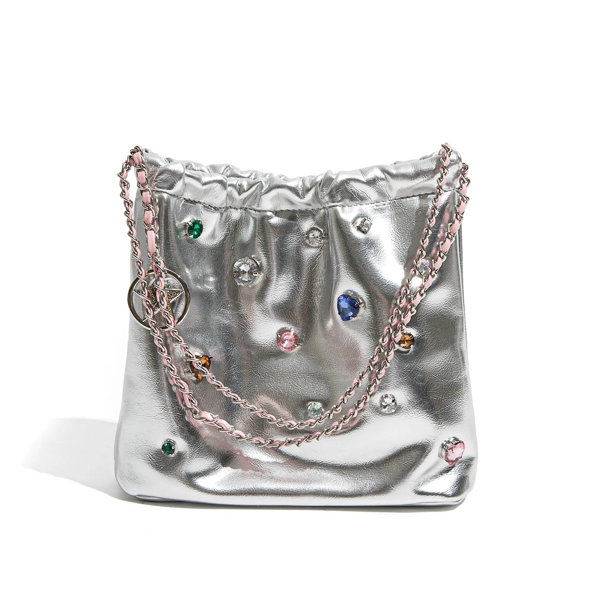 Sobie Gemstone Embellished Shine Hobo Bags