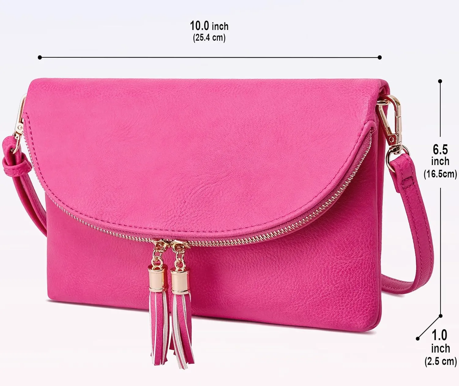Solene Womens Envelop Clutch Purse Multi Compartments, 6 Card Slot Inside, Crossbody Bag With Tassels