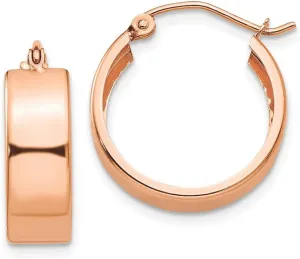 Solid Real 14k Rose Gold Hoop Earrings - 16mm x 5mm