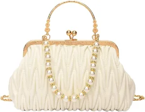 Solyinne Womens Clutch Purse Pearl Evening Bag Envelope Evening Bridal Wedding Party Club Purses Crossbody Handbags