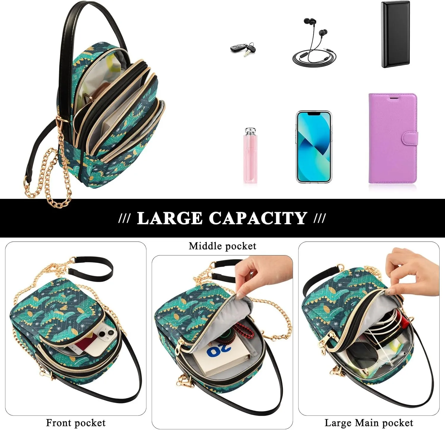 Space Planets Small Purses for Women Crossbody Bag Stylish Crossbody Bags for Women, Triple Compartment Women Crossbody Bags