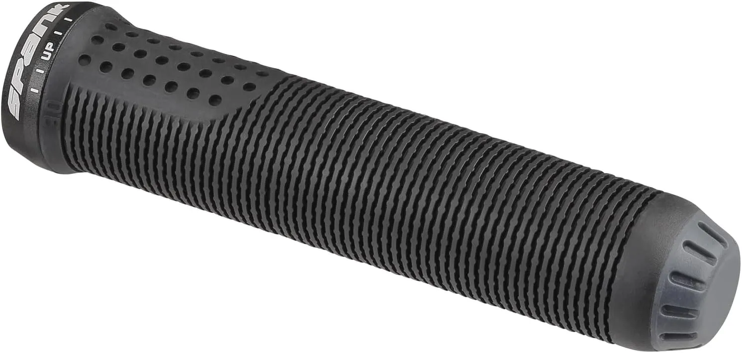 SPANK Spike Grip, Single Lock Grip, Low Profile 30mm or 33mm Diameter, Tapered bar Ends, Spank 'Human Factor' Grip Pattern