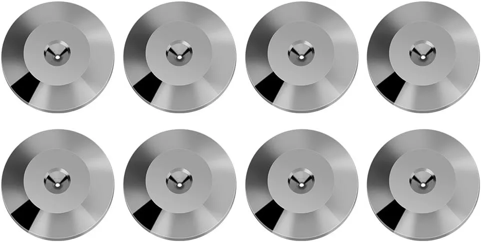 Speaker Base Pad, 8 Pcs Universal Copper Speaker Spikes Pads Speaker Shock Base Pad Isolation Stand Feet Cone Base Mats Floor Disc(gun color)