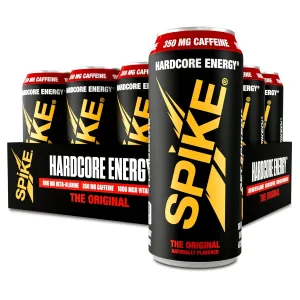 Spike Hardcore Energy Drink - N-Acetyl-L-Tyrosine (NALT), Beta-Alanine, Caffeine, B12-16 Fl Oz (Pack of 12, Original, Sugar-Free)