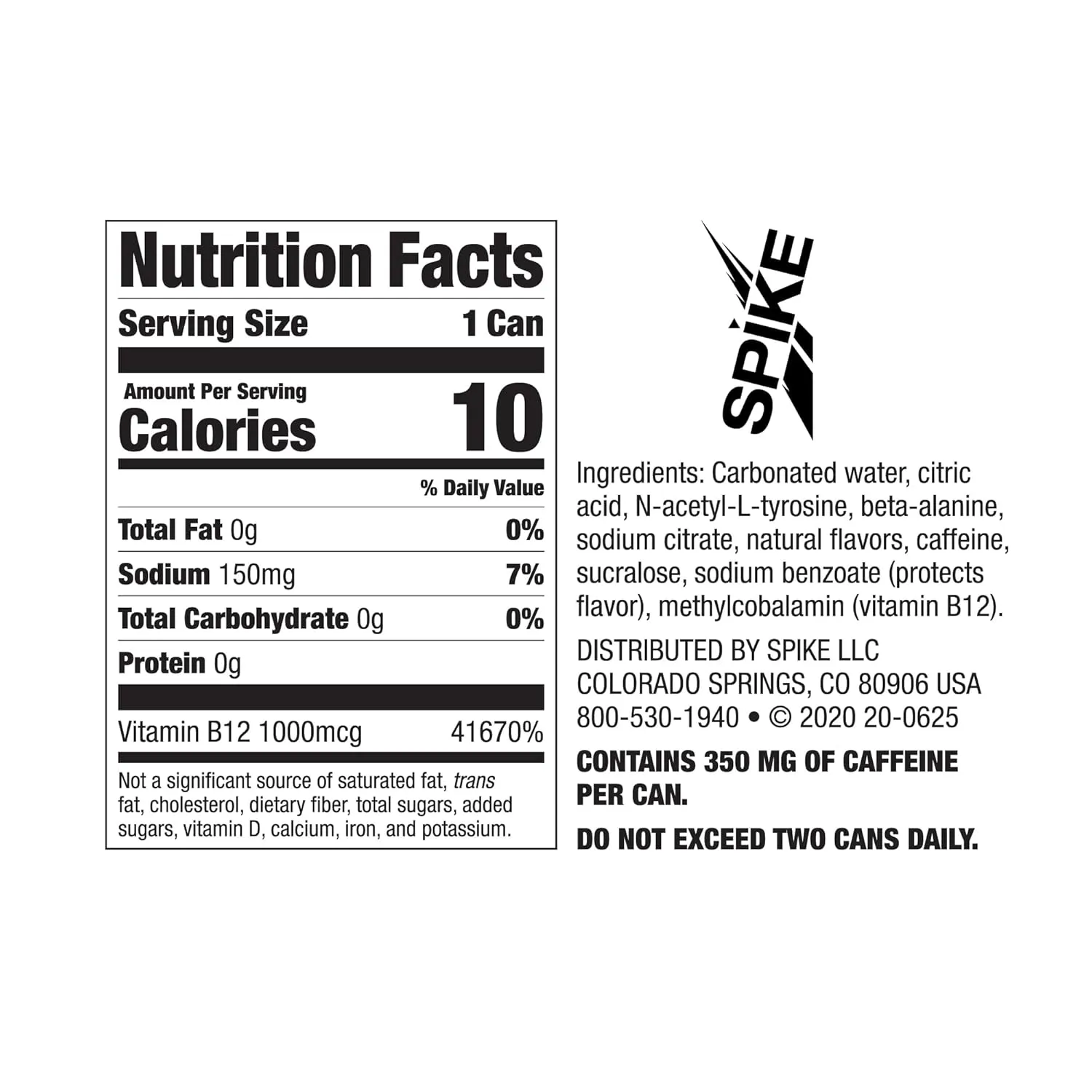 Spike Hardcore Energy Drink - N-Acetyl-L-Tyrosine (NALT), Beta-Alanine, Caffeine, B12-16 Fl Oz (Pack of 12, Original, Sugar-Free)