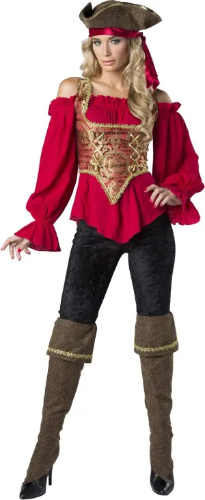 Splendiferous Swashbucklin' Pirate Lady Deluxe Adult Costume (Medium) Brown