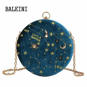 Starry sky Circular Fashion Suede Shoulder Bag