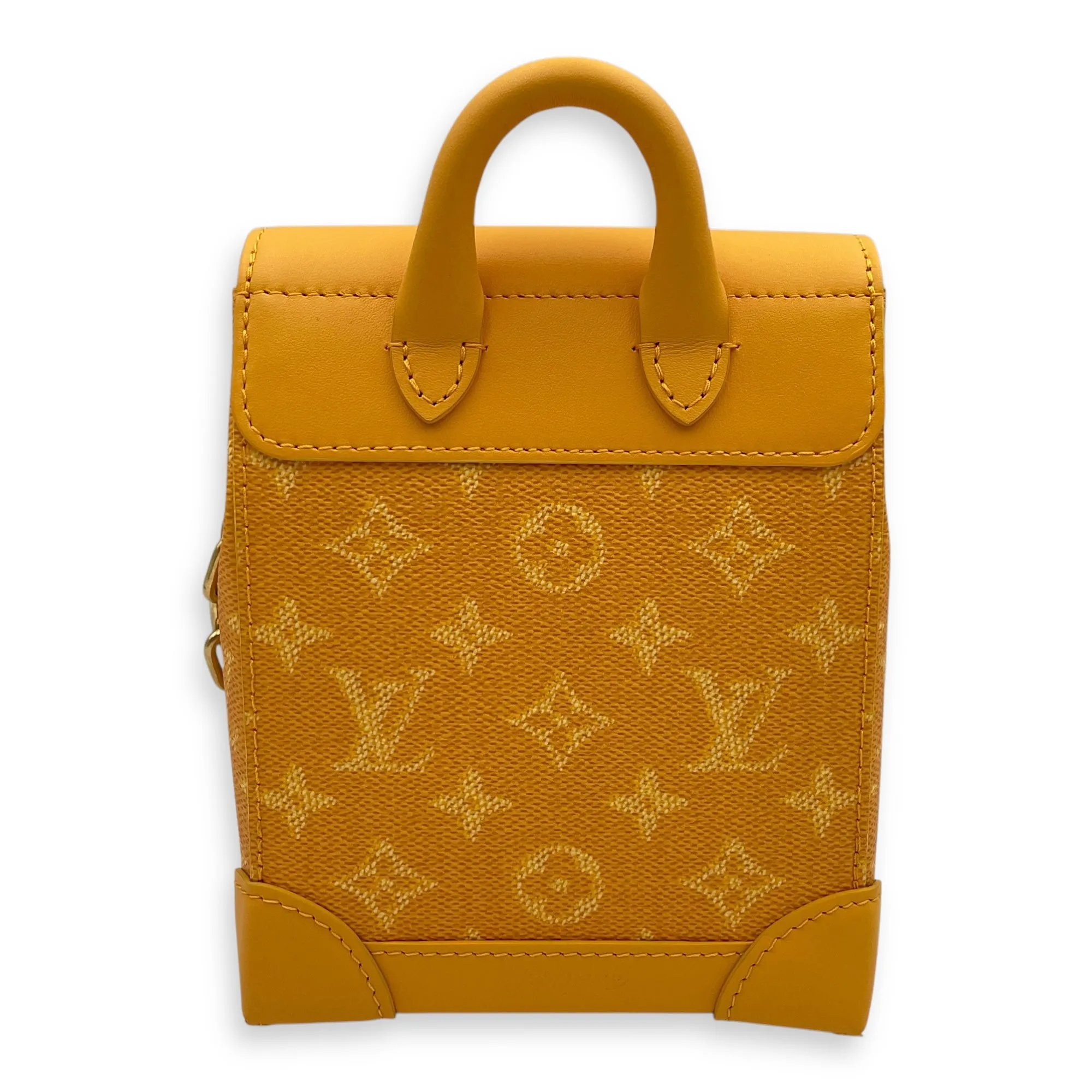 Steamer - Marque LV Deposee Nano Yellow Crossbody Bag in Canvas, Calf, Gold hardware