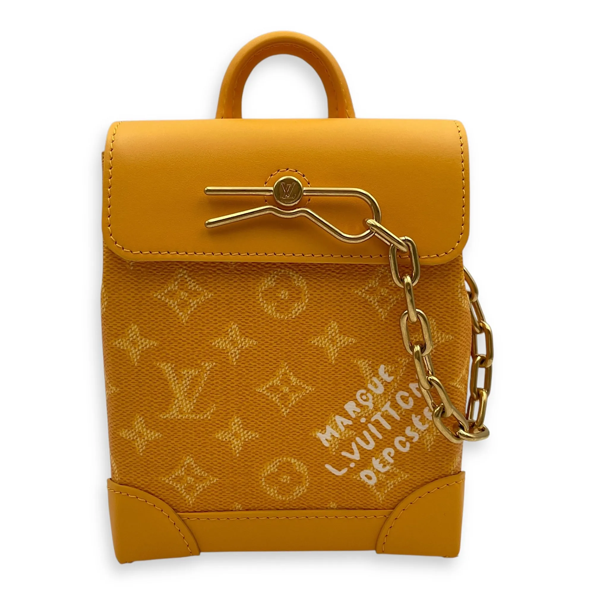 Steamer - Marque LV Deposee Nano Yellow Crossbody Bag in Canvas, Calf, Gold hardware