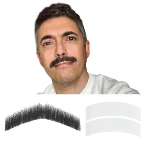 Straight Bushy Fake Mustache, Thick Human Hair Fake Beard, Handmade Soft Lace Realistic Mustache Costume, Stick On Beard Wig of Mustache Costume, Realistic Beard for Halloween/Drama/Party/Cosplay
