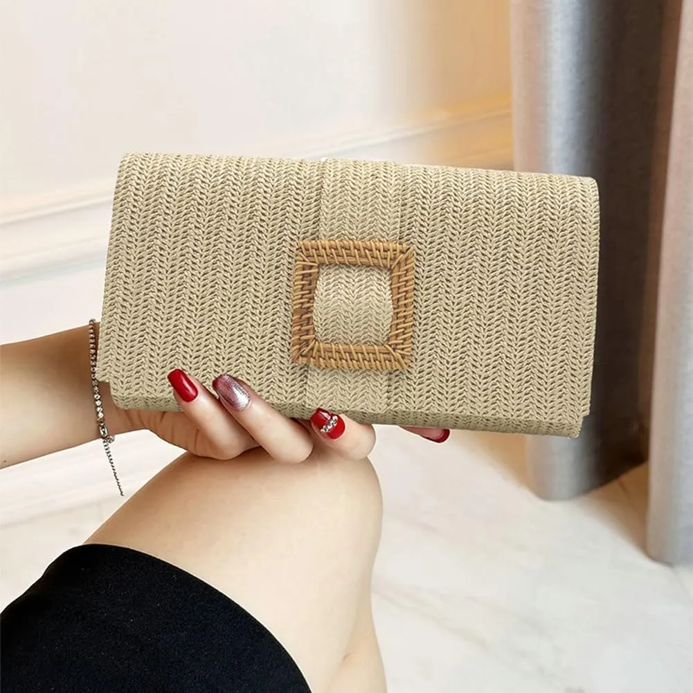 Straw Evening Purses for Women Summer Boho Clutch Bag Woven Straw Envelope Handbag for Party Beach 2025