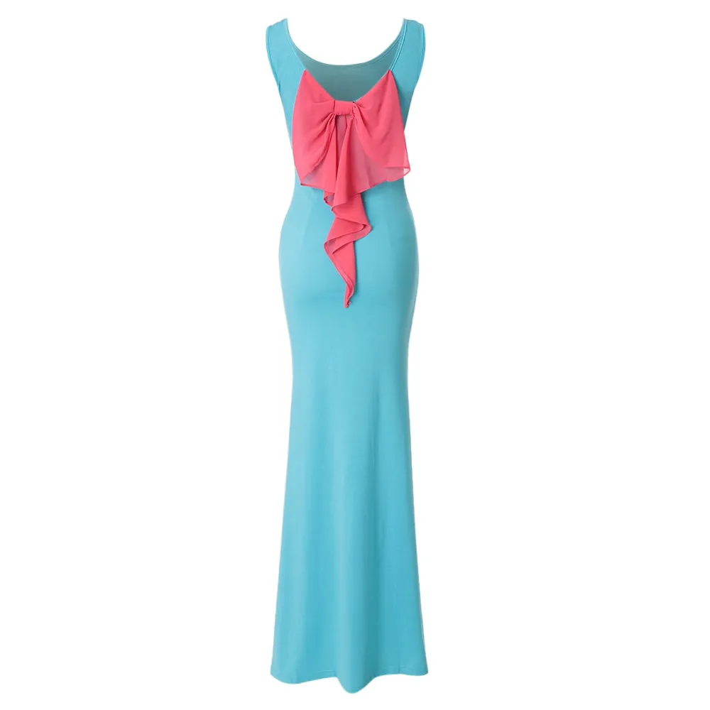 Stylish Scoop Neck Sleeveless Bowknot