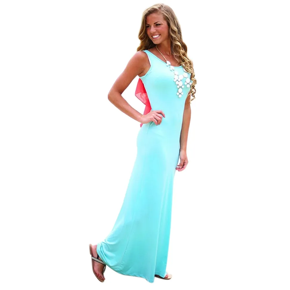Stylish Scoop Neck Sleeveless Bowknot