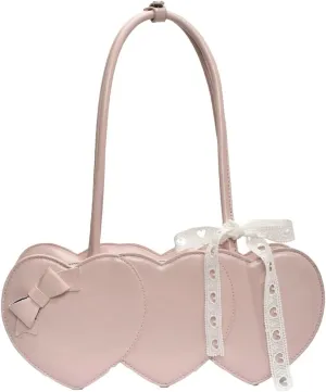 Stylish Shoulder Bag Purses for Women Heart-shaped Hobo Bags Ladies Clutch with Bowknot Ribbon Accessory