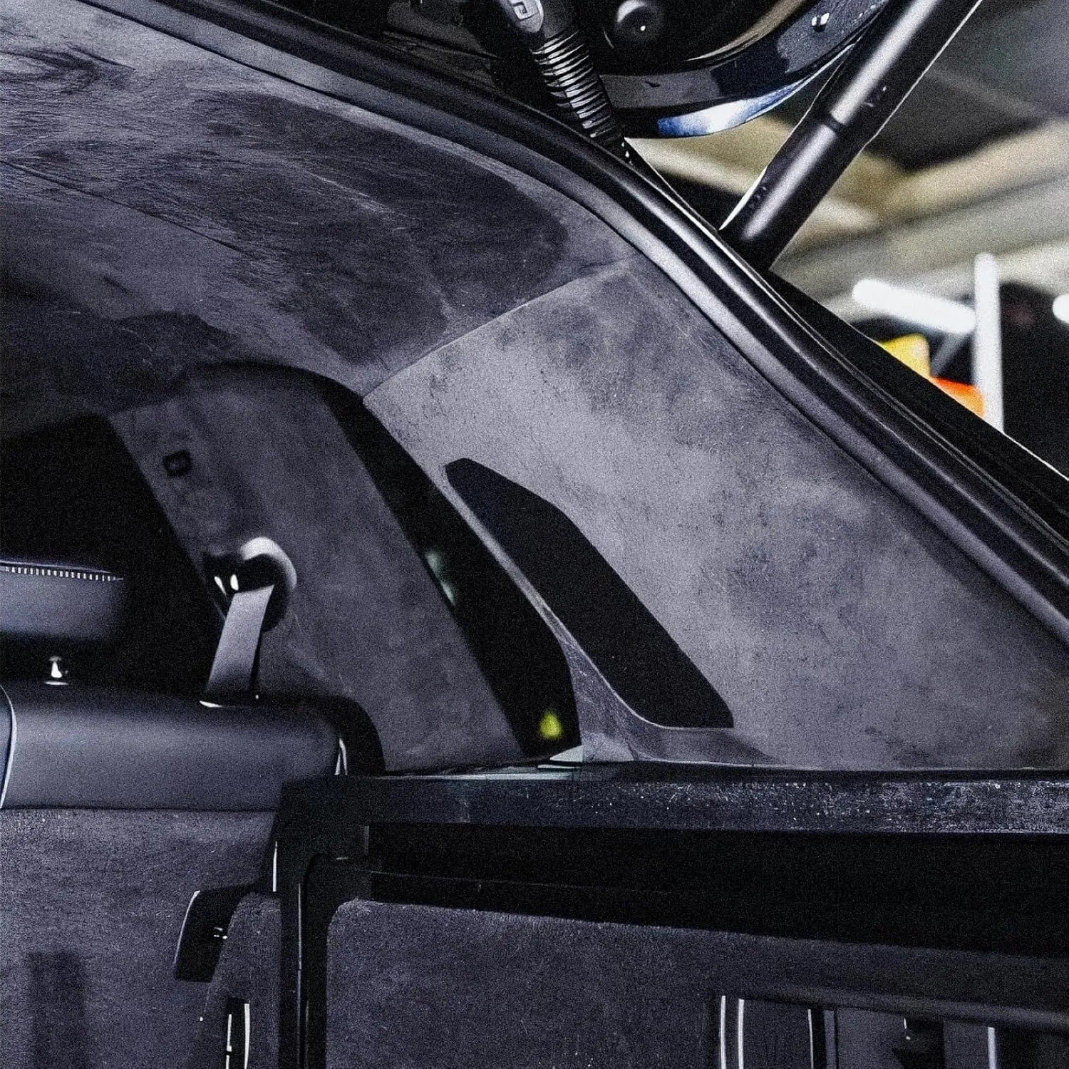 Suede Auto Headliner Fabric 96" L × 60" W with Foam Backing - Black Interior Replacement Material for Car/Truck/SUV/RV Roof, Tube Packaging - Home Repair/DIY Headliner Material
