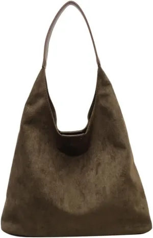 Suede Bag for Women, Leather Vintage Shoulder Hobo Bag, Fashion Slouchy Tote Bag, Soft Crossbody Purse Handbags Trendy