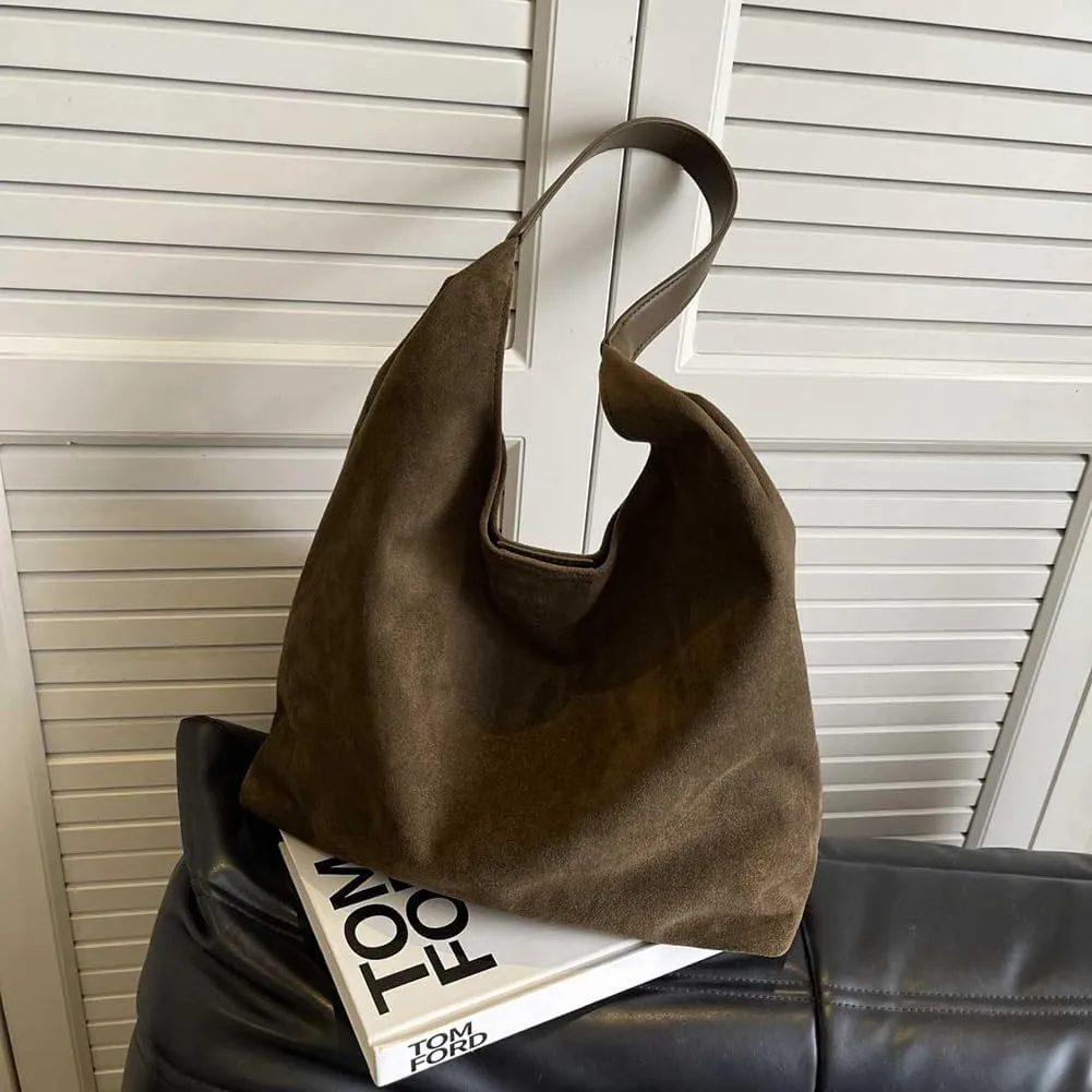 Suede Bag for Women, Leather Vintage Shoulder Hobo Bag, Fashion Slouchy Tote Bag, Soft Crossbody Purse Handbags Trendy