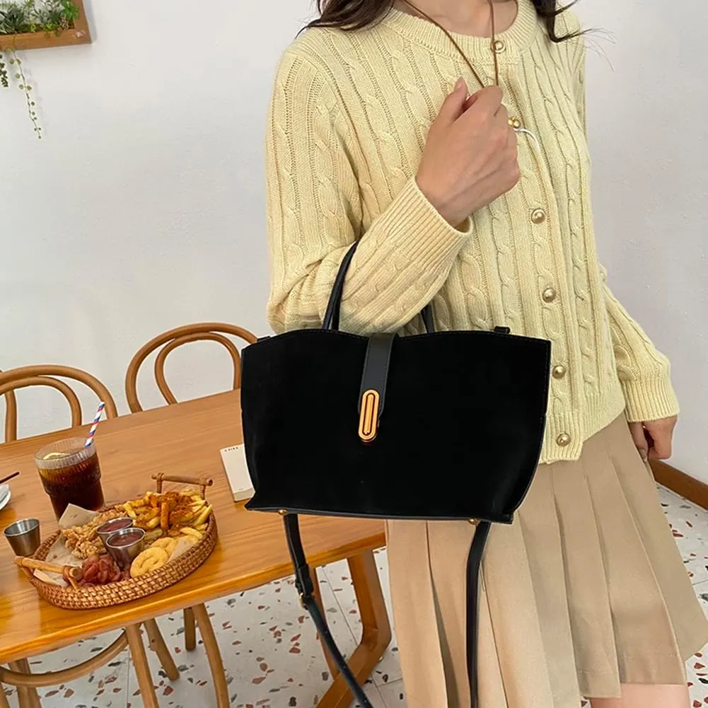 Suede Bags for Women Fall Purse 2024 Shoulder Handbag Satchel Bag Brown Top-handle Bag
