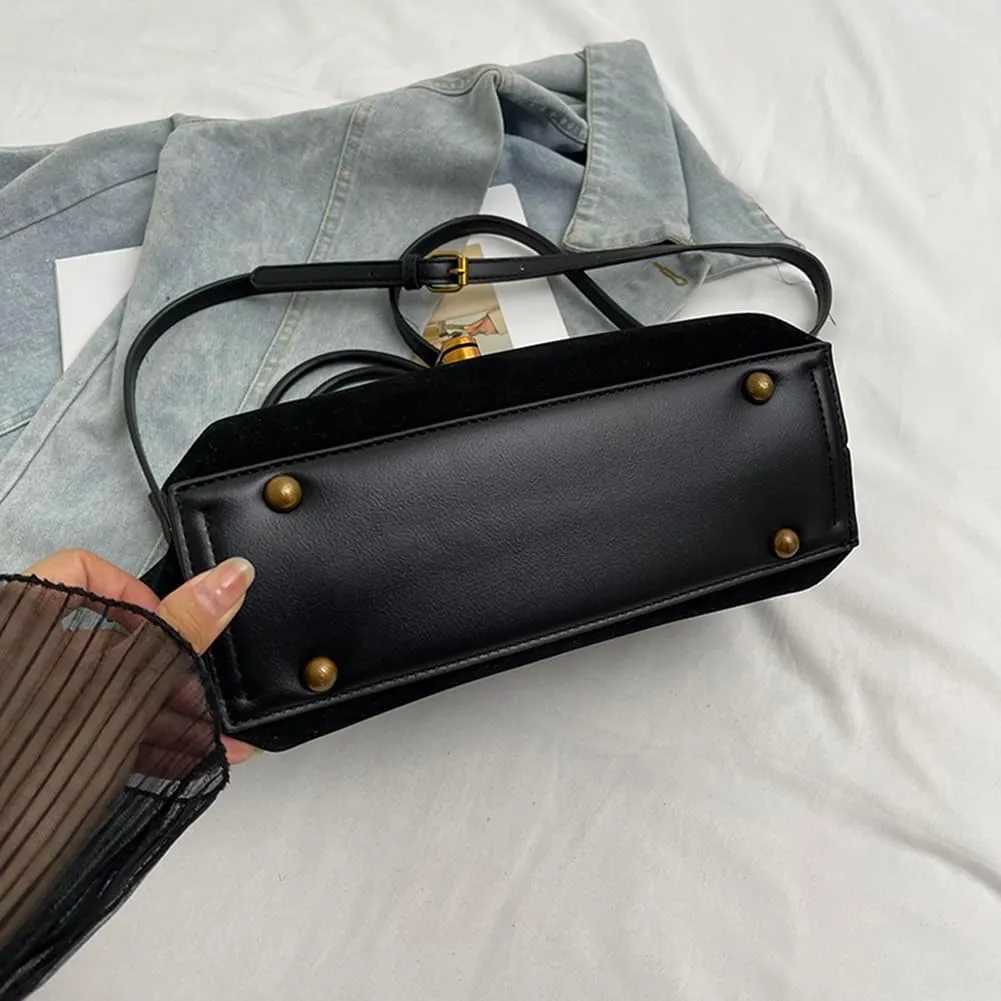 Suede Bags for Women Fall Purse 2024 Shoulder Handbag Satchel Bag Brown Top-handle Bag