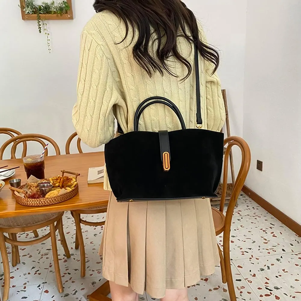 Suede Bags for Women Fall Purse 2024 Shoulder Handbag Satchel Bag Brown Top-handle Bag