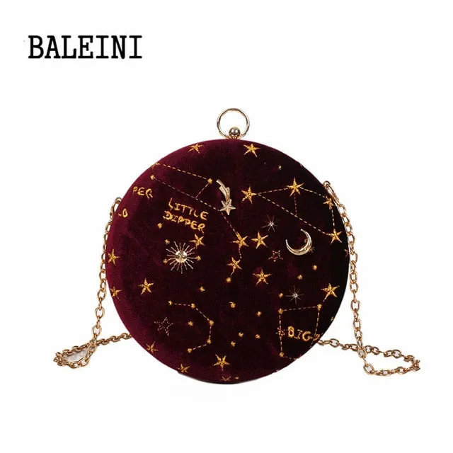 Suede belt Artistic flair Messenger Low-cost 2019Starry Ladies Handbag Female Fashion Bags sky Round Crossbody Circular Purse Women's Chain Bag Shoulder