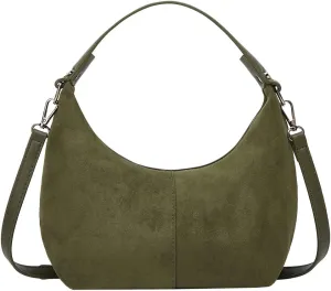 Suede Crescent Tote Bags for Women Vintage Shoulder Bag Brown Suede Handbag Casual Crossbody Bag Travel Work Purse
