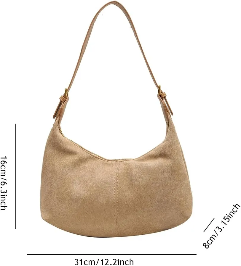 Suede Shoulder Bag Crescent Suede Purse for Women Brown Suede Handbags 2024 Fall Purse Stylish Suede Crossbody Bag