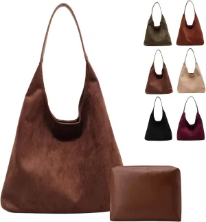 Suede Tote Bag for Women Hobo Bags Large Capacity Top Handle Bag Shoulder Bag,Premium Faux Suede Material