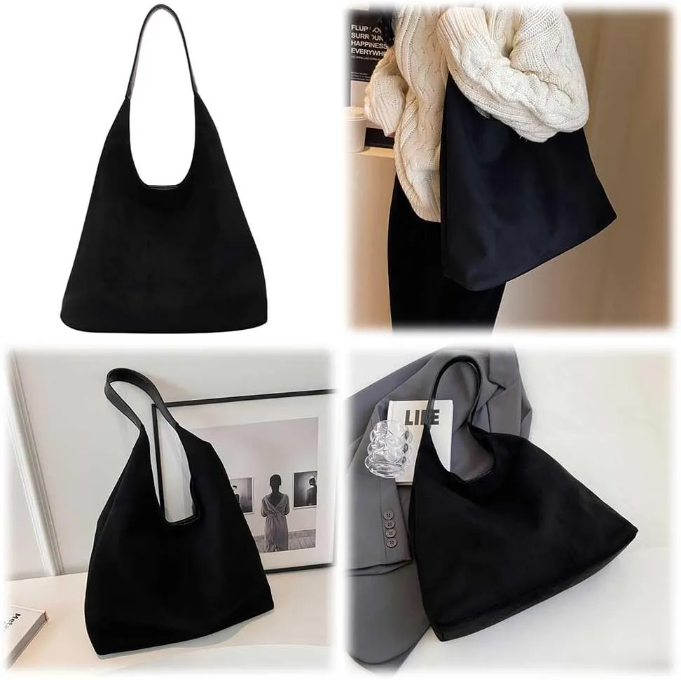 Suede Tote Bag for Women Work, Suede Hobo Bags, Vintage Top Handle Bag, Leather Tote Bag, Suede Slouchy Bag