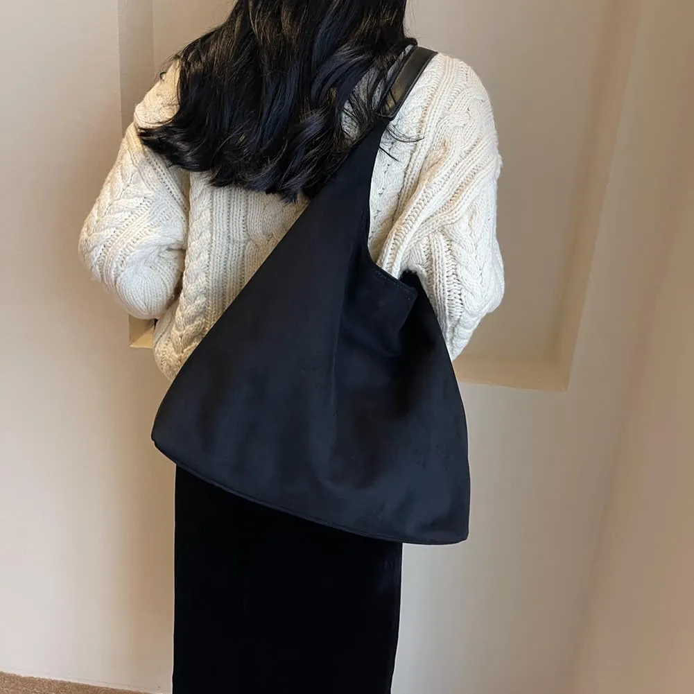 Suede Tote Bag for Women Work, Suede Hobo Bags, Vintage Top Handle Bag, Leather Tote Bag, Suede Slouchy Bag