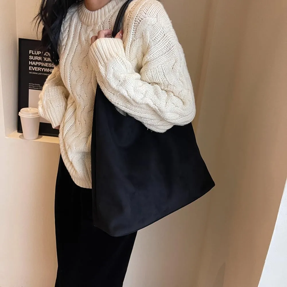 Suede Tote Bag for Women Work, Suede Hobo Bags, Vintage Top Handle Bag, Leather Tote Bag, Suede Slouchy Bag
