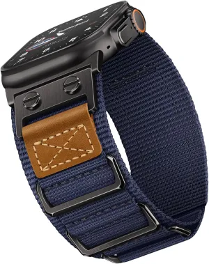Suitisbest Rugged Bands Compatible for Apple Watch Ultra Band 49mm 46mm 45mm 44mm 42mm(Series 3), 3 Ring Military Nylon Sport Durable Matel Strap for Women Men iWatch Ultra 10 9 8 7 6 5 4 3 SE