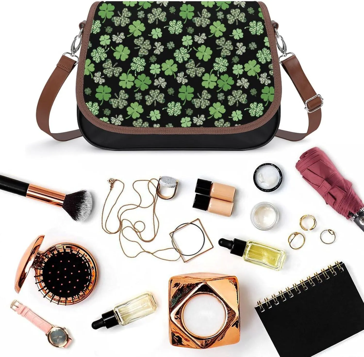 Sunflower Pattern Leather Shoulder Bag with Detachable Shoulder Strap Versatile for Daily Use