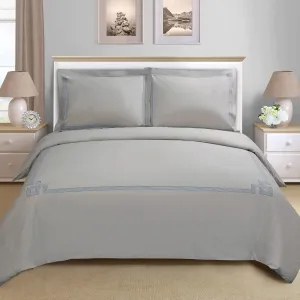 Superior Miller Cotton 300 TC Duvet Cover Set, Soft Comforter Covers, Bedroom Essentials, Coastal Striped, Includes 1 Duvet Cover with Button Closure, 2 Pillow Shams, Full/Queen, Grey/Grey