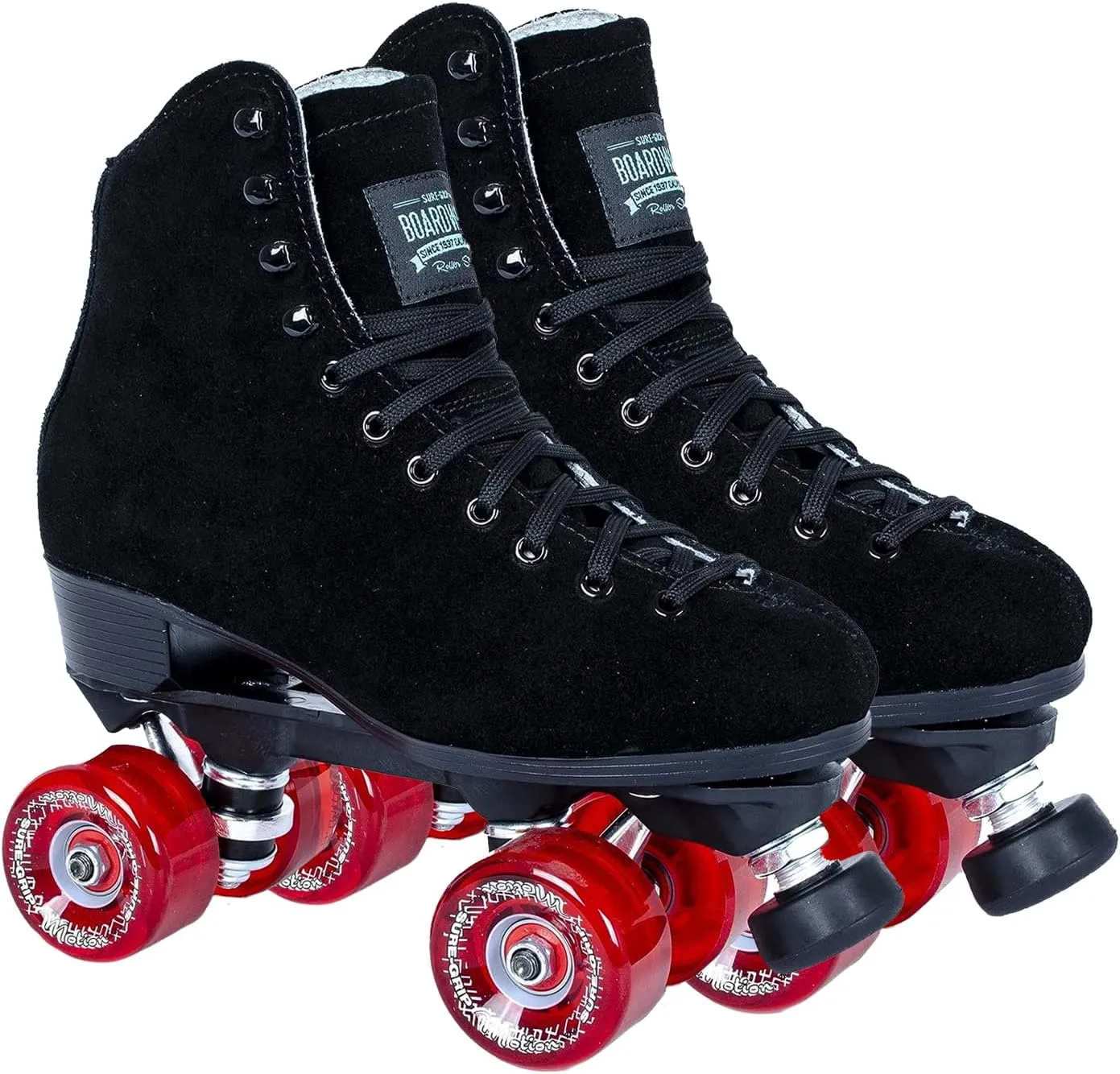 Sure Grip Boardwalk Unisex Outdoor Roller Skate - Suede Material, ABEC 3 Bearings, Soft 78A Motion 62mm Red Wheels - Polyurethane Wheel Material (Red Motion)