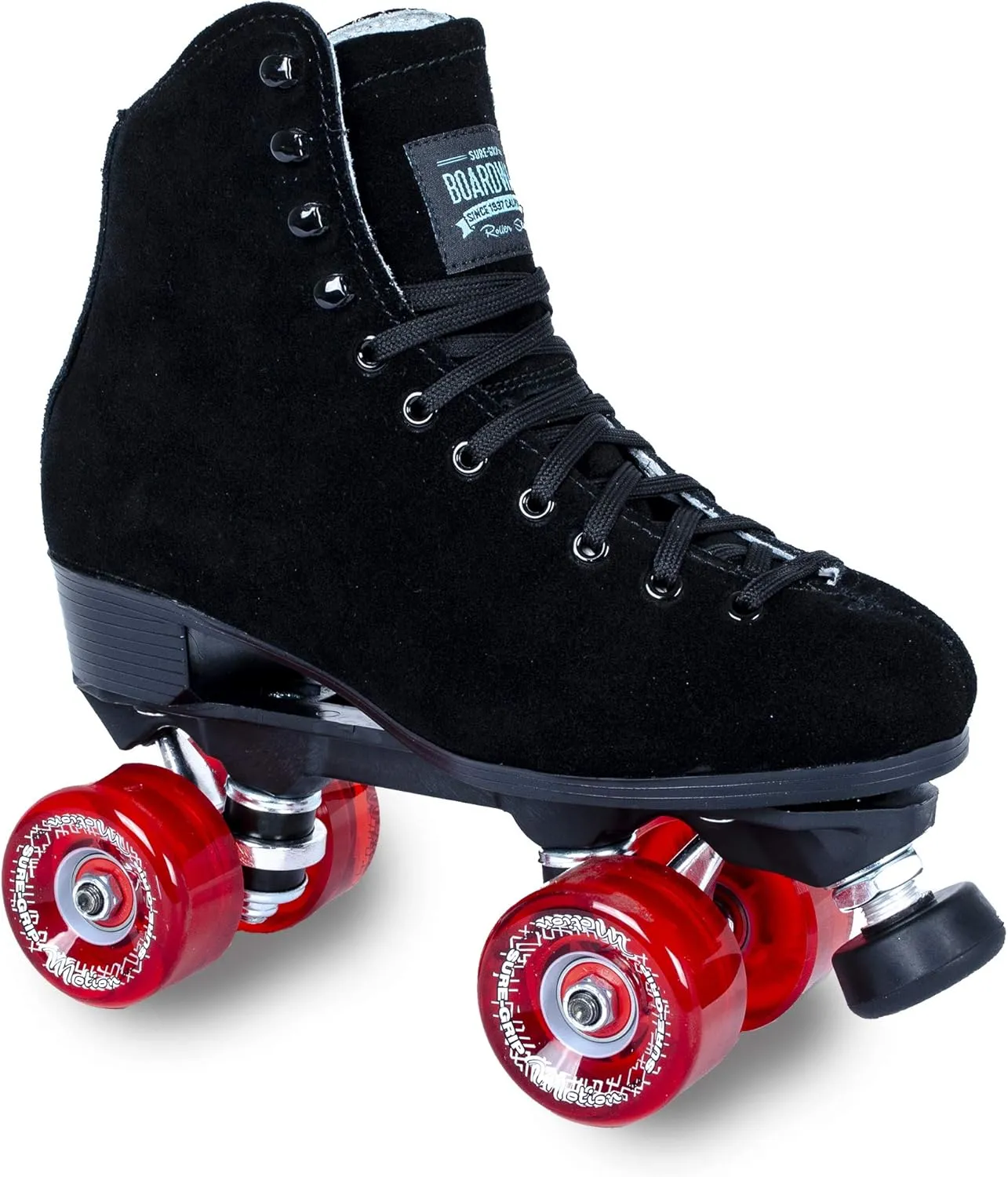 Sure Grip Boardwalk Unisex Outdoor Roller Skate - Suede Material, ABEC 3 Bearings, Soft 78A Motion 62mm Red Wheels - Polyurethane Wheel Material (Red Motion)