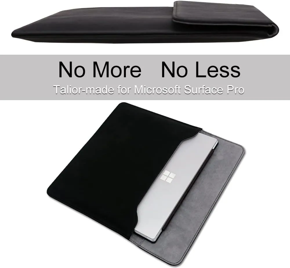 Surface Pro 11th/10/9/8/7/6/5/4/Pro X Sleeve case, for Microsoft 12.3-13 Inch Tablet Waterproof Ultrathin Carrying Cover Bag (Black)