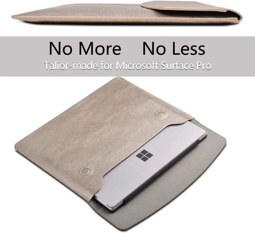 Surface Pro 11th/10/9/8/7/6/5/4/Pro X Sleeve case, for Microsoft 12.3-13 Inch Tablet Waterproof Ultrathin Carrying Cover with Small Bag (Pale Gold)