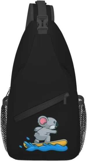 Surfing Koala Crossbody Bags For Women Men Chest Backpack Gym Shoulder Bag Travel Outdoor Sports Casual Crossbody Bags