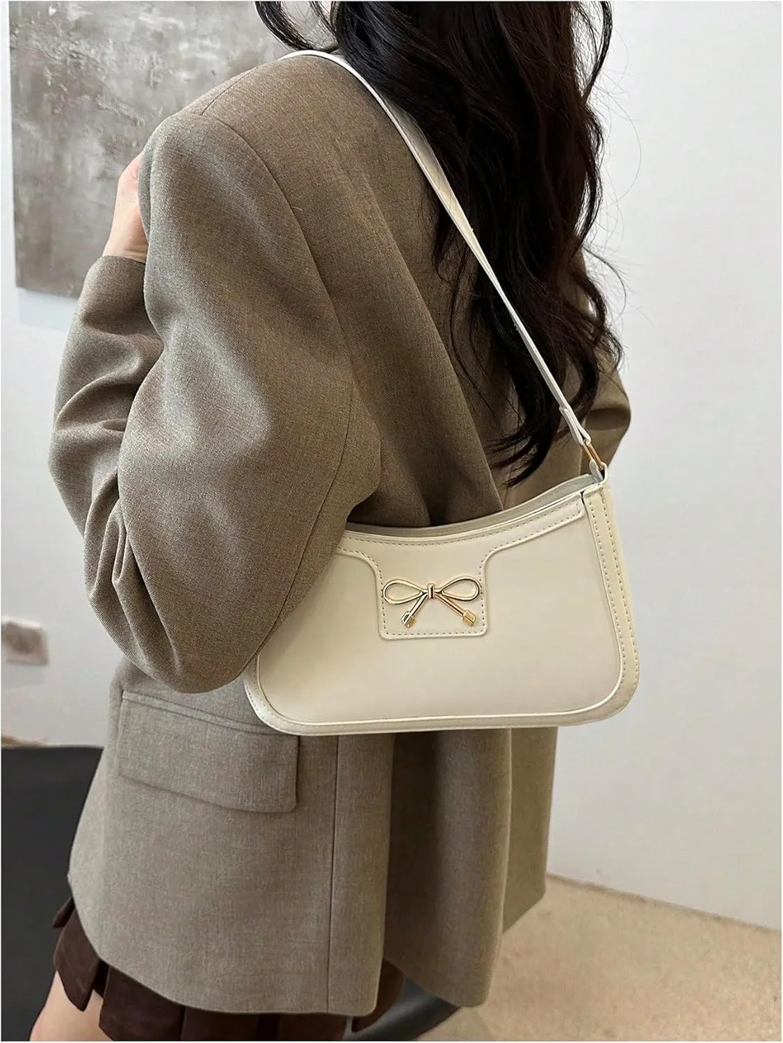 SweatyRocks Women's Bow Top Handle Clutch Purses PU Leather Underarm Shoulder Bags