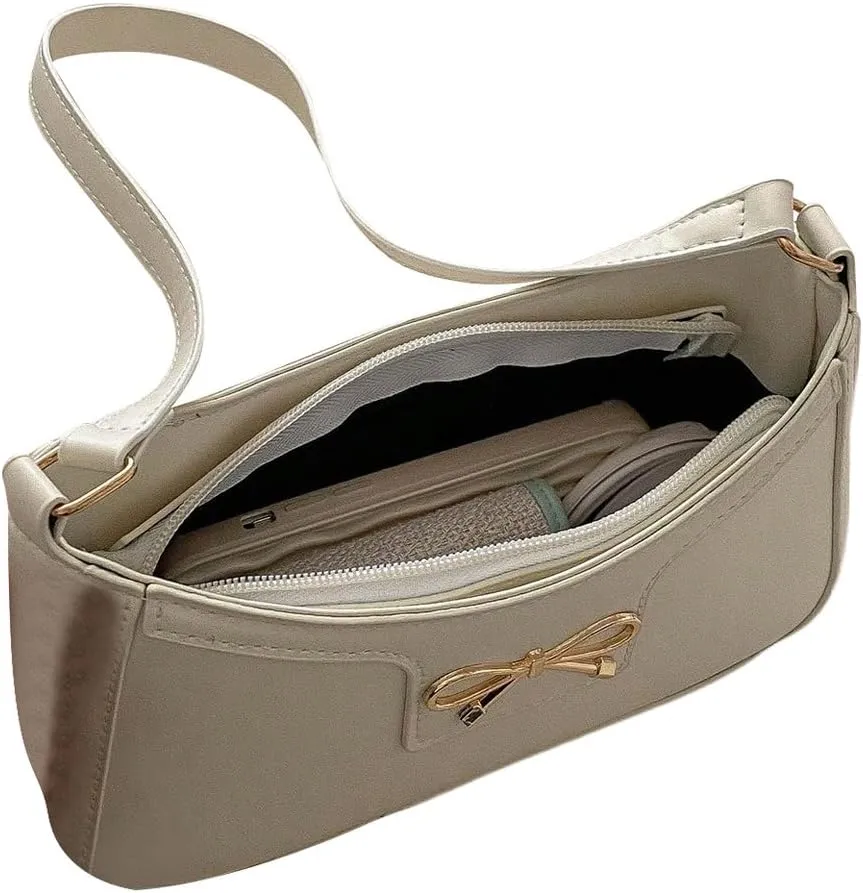 SweatyRocks Women's Bow Top Handle Clutch Purses PU Leather Underarm Shoulder Bags